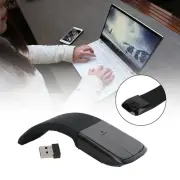 2.4GHz Foldable Arc Touch Wireless Mouse Optical Mice With USB Receiver Black