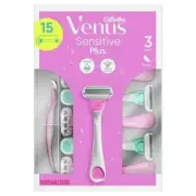 Gillette Venus Sensitive Plus Disposable Razors 15 Pack 3 Blades Skin Elixir