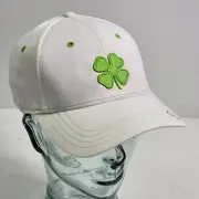 Black Clover Live Lucky A-flex Golf Fitted Hat Cap White Lime Green Clover S/M