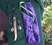 Beaded Fluorite Black Onyx Cruelty Free Antler Wand Amethyst Aventurine Healing