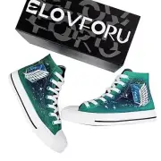 Unisex Attack On Titan Sneakers Luminous Green Anime Canvas Shoes Women-8 Mens 6