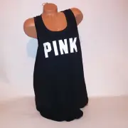 Victoria Secret PINK Tank Top Black White Logo Open Cutout Back Sleeveless