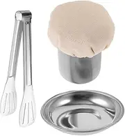 Luxshiny Set of Stainless Steel Pancake Oil Brush Food Tong Easy Oil Spread for Chinese Breakfast Commercial