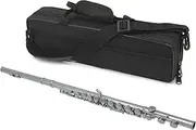 FL-200S Closed Hole C Flute 16 Keys Cupronickel Silver-Plated Wind Instrument with Carry Case Cleaning Cloth Gloves Scre River Cleaning Rod Silver One Size