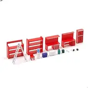 1 Set 1/64 Scale Garage Furniture Tools Diorama Model Car Workshop Maintenance Tool Display Scene Model Toy (SC002A)