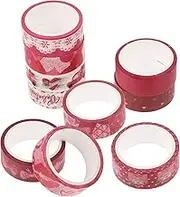 10 Rolls Valentine's Tape Removable Stickers Patterned Adhesive Decoration Party Crafts Heart Sticker Tape Masking Tape Valentines Scrapbook Paper Tapes Paper