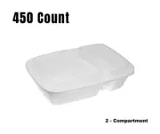 450 Pack - Meal Prep Containers White 2 Compartments with Lids 32 oz.