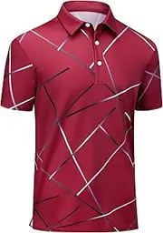 [AULEEGAR] Golf Shirts for Men Short Sleeve Recycled Polyester Moisture Wicking Dry Fit Performance Print Polo Shirt