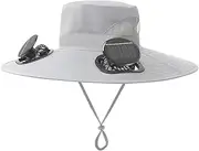 [YUEHISY] Solar Hat with 2 Built-in Fans, USB and Solar Powered Wide Brim Sun Hat, with Adjustable Fan Speeds, for Outdoor Hiking Fishing Camping