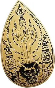 [Generic] Gold Thai Amulet | Thai Buddha Holy Charm Amulet Gold Card,Collectibles Religious Decor, Scripture Runes Lucky Sign Necklace Charm for Men Women