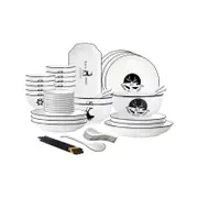 SOGA 34Pcs White Antler Printed Ceramic Dinnerware Set