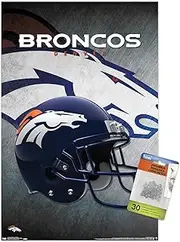 Trends International NFL Denver Broncos - Helmet 16 Wall Poster, 14.725" x 22.375", Premium Poster & Push Pin Bundle