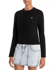 $168 AQUA Embroidered Lightning Bolt Cashmere Sweater-100% Exclusive In Black, M