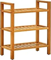 Wood Bamboo Shoe Rack, Free Standing Wood Shoe Shelf, Storage Organizer with 3 Shelves for Entryway, Living Room, Porch, Easy Assemble, 50 x 27 x 60 cm