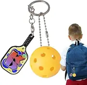 [Acunny] Pickle Ball Keychain Ornament, Keychain Bag Charm | Miniature Pickle Ball Rackets Kit Track Pendant | Keychain Accessory for Home,, Unique Attribute, Se référer au descriptif