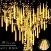 Luces meteoros 540 LED, 20", caída en cascada, decoración navideña exterior.
