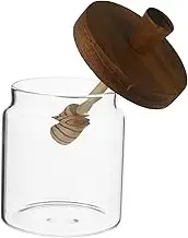 Alipis Glass with Wooden Lid and Dipper Honey Dispenser Versatile Container for Syrup Jam and More Elegant Kitchen Decoration Easy to Clean