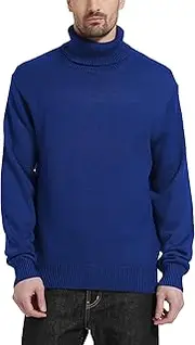 [Kallspin] Men’s Wool Blend Lightweight Turtleneck Long Sleeve Relaxd Fit Sweater Pullover