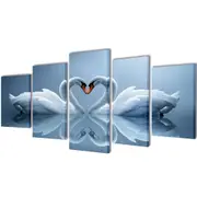 Canvas Wall Print Set Swan 200 x 100 cm vidaXL