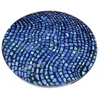 Marble Dining Table Top Lapis Lazuli Gemstone Overlay Work Lawn Table for Home