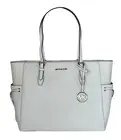 MICHAEL KORS GILLY LARGE DRAWSTRING TRAVEL TOTE SHOULDER BAG OPTIC WHITE/SILVER