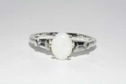 1.10CT 3 STONE NATURAL OPAL & WHITE TOPAZ SILVER RING SIZE 7.25
