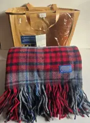 NEW IN BAG VINTAGE PENDLETON 100% VIRGIN WOOL BLANKET 52×70 LONG FRINGE U.S.A.
