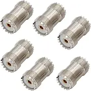 SO239 Barrel Connector, 6-Pack PL259 Coupler UHF Female to Female RF Adapter Coax Coaxial for CB Ham Radio Antenna, SWR Meter Cable Extention