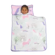 Pink and Aqua Unicorn Nap Mat with Pillow and Blanket