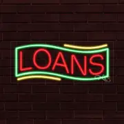 NEW "LOANS" w/BORDER 30x12x1 INCH LED FLEX WINDOW/WALL INDOOR SIGN 30825