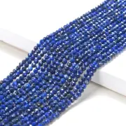 2MM Natural A++ Lapis Lazuli Micro Faceted Round Gemstone Beads 12.5" 5 Strands