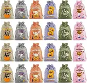 Cxiskyu Halloween Treat Bags, Halloween Candy Bags | Halloween Bags Halloween Burlap Treat Pouches 24 Pieces, Drawstring Trick or Treat Bags, Lightweight Happy Halloween Bag Sacks, Women and Girls