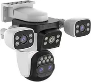 10K UHD WiFi 6 20MP Outdoor Security Camera with 10X Zoom Four Screens Four Lenses PTZ Auto-Tracking Waterproof for CCTV(E/U,6K WiFi add 64G)