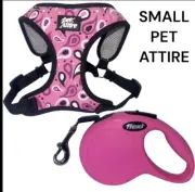 Pet Harness XS NECK And Flexi Dog Leash, QUICK RELEASE, LOCK, RETRACT