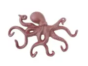 Red Whitewashed Cast Iron Octopus Hook 11"