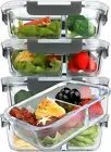 2 Compartment 5 Pack Glass Meal Prep Containers Food Storage with Locking Lids