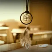 Boho Key Chain Ring Metal Feather Tassels Dream Catcher Keyring Keychain bGB-fo