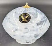 Eagle Quality Products Poland Glass Globe Oil Lamp with Wick Blue Opal Swirl