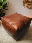 30'' Goat Footrest Moroccan Brown Footstool Classic Leather Pouffe Unstuffed
