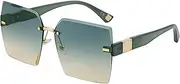 [HAOMAO] Big Square Uv400 Rimless Sunglasses For Women Radiation Protection