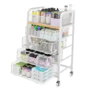 5-Tier Craft Organizer Cart with Wheels,Storage Cart with Drawers,Lockable