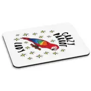 Crazy Parrot Lady Stars PC Computer Mouse Mat Pad - Funny Animal Bird