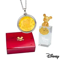 在飛比找Yahoo奇摩購物中心優惠-Disney迪士尼金飾 純真兩小無猜黃金/白鋼項鍊+米奇水晶