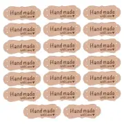 20pcs Handmade PU Leather Label with Love Sew Tag Embellishment Beige
