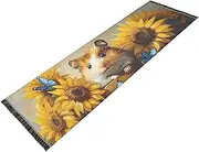 PDZRMY Washable Runner Rug Hamster Sunflower Cute 2’ x 6’ Non-Slip Kitchen Runner Rug for Hallways Entryway Bedroom Living Room Carpet Runner- Soft Thin Mat for Family Pet
