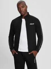 GUESS Eco Black Mickey Zip Active Jacket Size: XS, Polyester