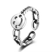 3PCS Copper Woman Fashion Jewelry Retro Simple Hollow Smiley Open Ring