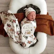 Snuggle Hunny Diggers & Tractors Organic Jersey Wrap & Beanie Set