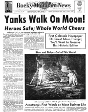 11X14 PHOTO APOLLO 11 FRONT OF ROCKY MOUNTAIN NEWS JULY 21 1969 REPRINT (SP541)
