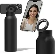 24oz Water Bottle with Magnetic Phone Holder, Stainless Steel Water Bottles Compatible with MagSafe Phone Mount and Tripod for iPhone, Double Walled Insulated tumbler for Gym, Sport